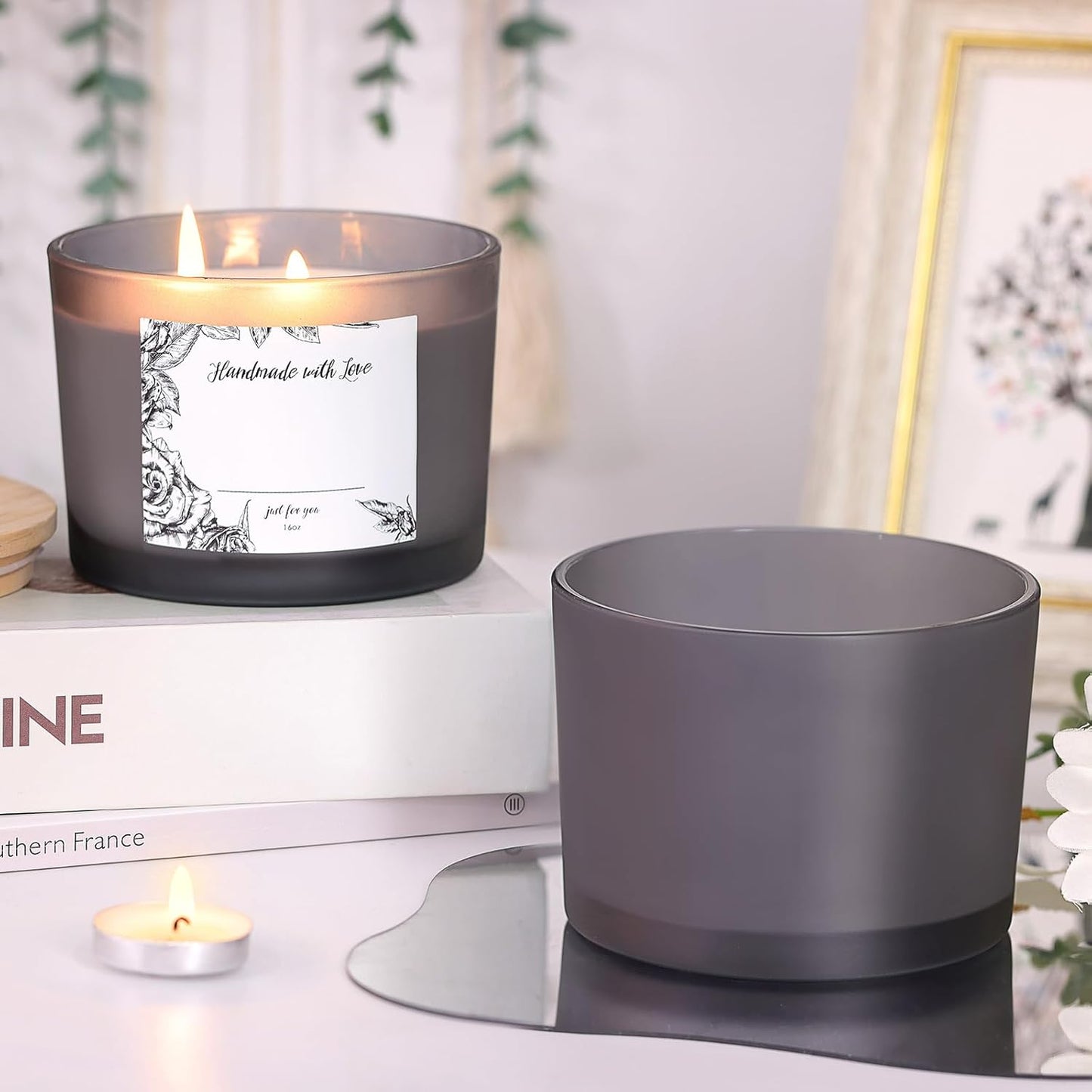 Frosted 3 Wick Candle Jar