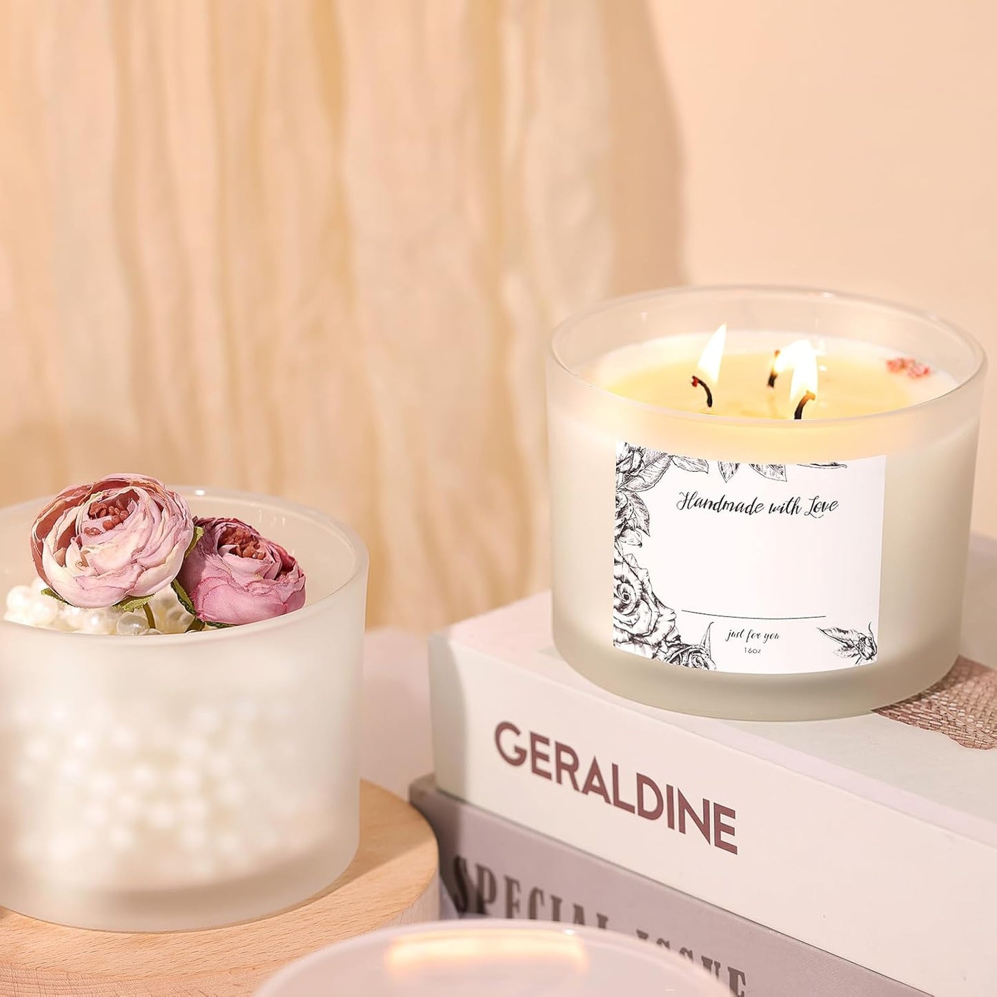 Frosted 3 Wick Candle Jar