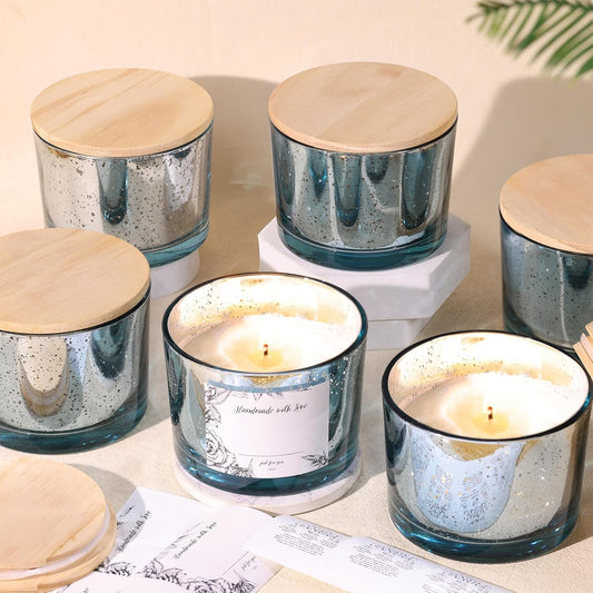Speckled Candle Jar with Bamboo Lid