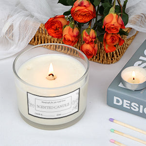 Clear Glass Candle with Bamboo Lid