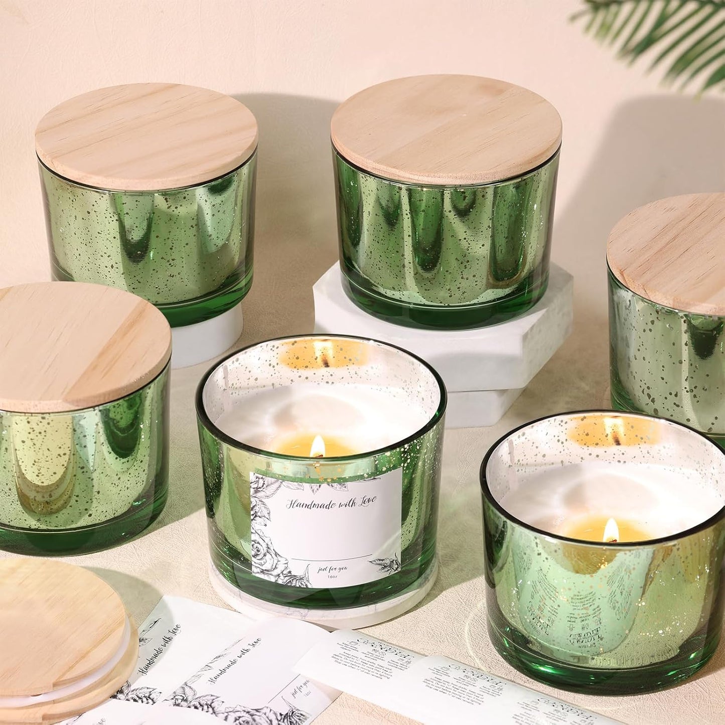 Speckled Candle Jar with Bamboo Lid